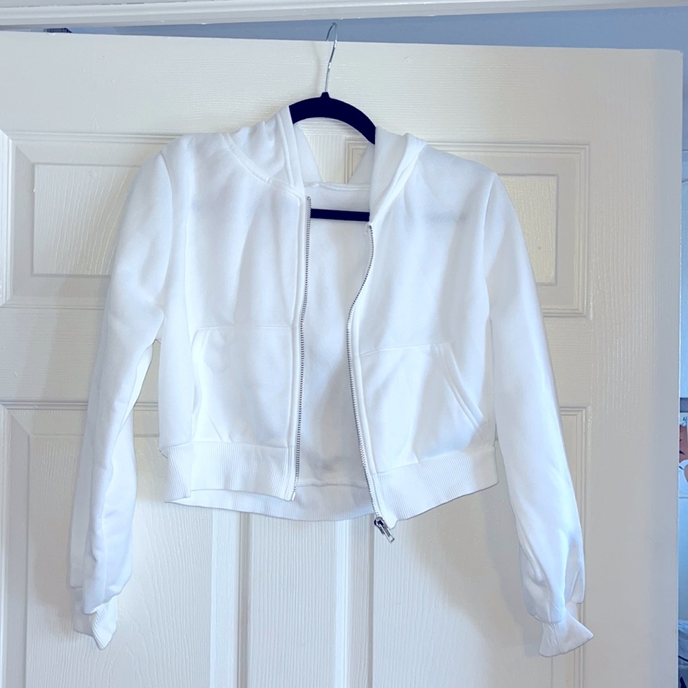 White Zip up hoodie, women’s